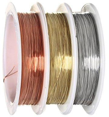 nuoshen Schmuckdraht, 0,3 mm, Kupferdrahtrolle, zur Schmuckherstellung, anlaufgeschützter Kupferdraht, 3 Rollen