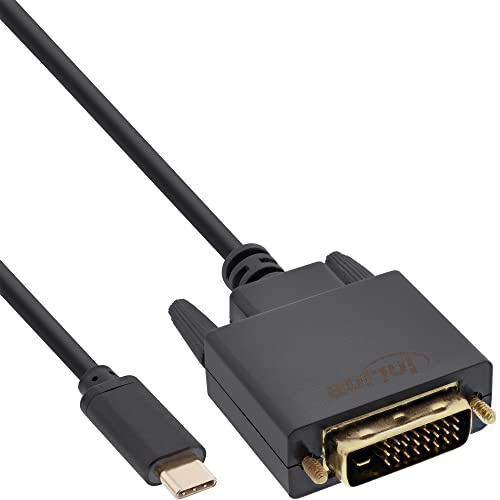InLine Câble écran USB â€“ USB C Mâle vers DVI Mâle (DP Vieux Mode) â€“ Noir â€“ 1 m, 64131