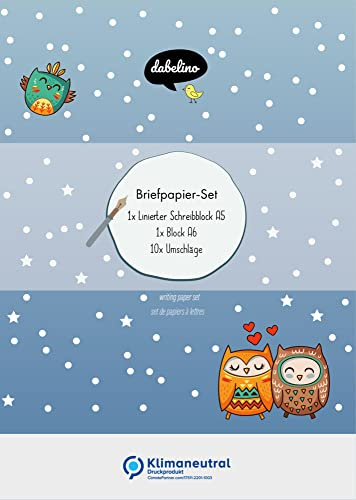 Briefpapier-Set für Kinder: Eulen