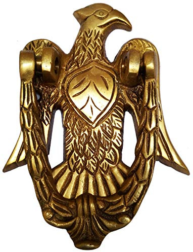 Purpledip Llamador de puerta de latón: manija de puerta de águila envejecida (11593)
