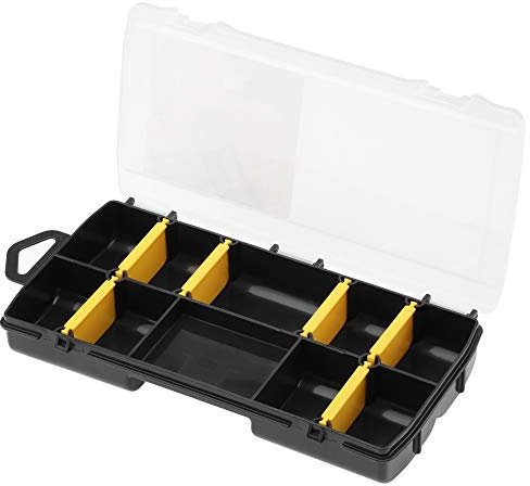 STANLEY Organizer Sortimentskasten (Aufbewahrungsbox für Zubehör und Kleinteile aus schlagfestem Polypropylen, 10 Fächer mit entfernbaren Trennwänden, eingebautes Lineal), Mehrfarbig - STST81679-1