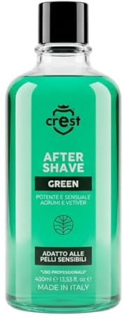 Crest Aftershave Cologne GREEN Herren 400 ml – Rasierwasser mit Zitrus & Vetiver Duft – Beruhigende Pflege nach der Rasur – Made in Italy