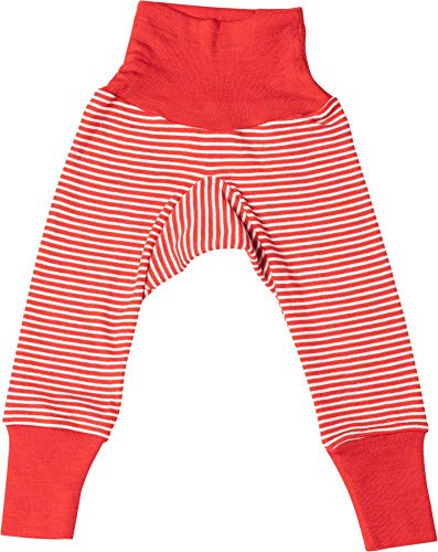 Cosilana - Pantalones para bebé con cintura de lana virgen y seda Rojo De Rayas 98/104 cm