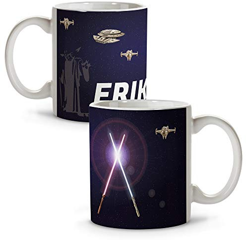 LolaPix Taza Star Wars personalizada con nombre. Regalos Frikis personalizados. Tazas personalizadas de cerámica. Varios diseños y colores de Interior. Star Wars