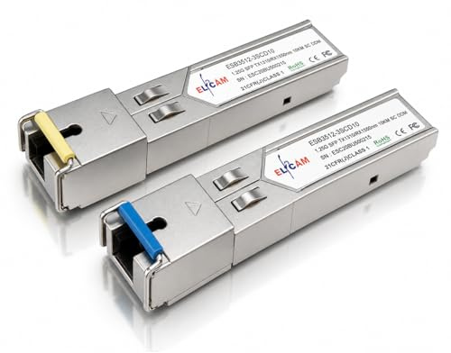 Elfcam® - SFP 1,25Gbs, Conector de Cable de Fibra Óptica Monomodo SC， 10KM DDM (TX 1310nm et TX 1550nm)