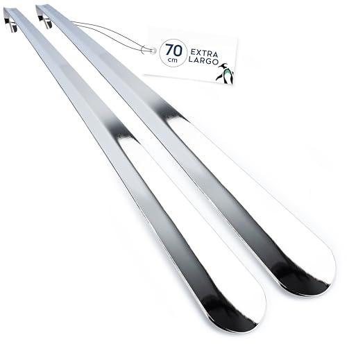 biped skohorn i metall 70 cm – långt skohorn i rostfritt stål med praktisk upphängningskrok – extra stabilt och elegant metallsko-horn av hög kvalitet z2792(2 styck)