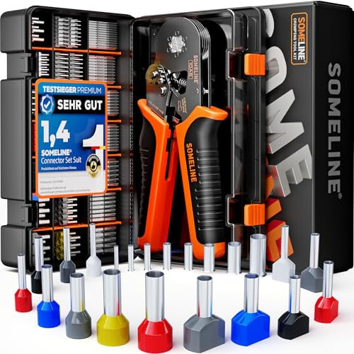 SOMELINE Set di Puntalini, 21 Tipi [0,25-10mm²] Capicorda Elettrici a Crimpare, Crimpatrice Puntalini Esagonale, Pinza Crimpatrice Capicorda, Pinza Capicorda, Attrezzi Elettricista, Kit Elettricista