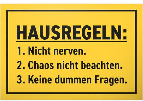 DankeDir! Hausregeln lustig - Schild 30 x 20 cm - Geburtstagsgeschenk lustiger Spruch Wanddeko Spruchschild Türschild - Party Geschenkidee Partydeko Kollegen Freunde Deko Geschenk