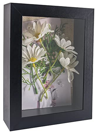 GraduatePro Cornice 3D 15x20 Profonda con vetro per Oggetti in Legno da Parete Tavolo Nero Regalo Decorativo