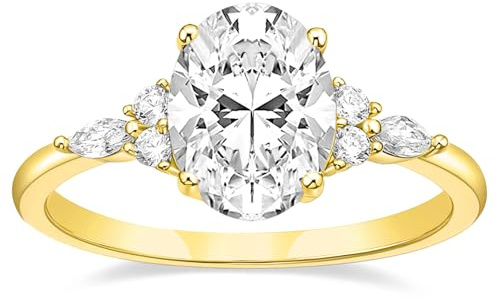 TIGRADE Verlobungsring, 3 Karat, ovaler Schnitt, Zirkonia, Marquiseschliff, runder Zirkonia, Ewigkeitsring für Damen, Größe 3–12, Stein, Zirkonia