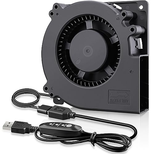 GDSTIME Quiet 120mm USB Blower Fan with 3 Speed Control, 5V Squirrel Cage Blowers, DC Brushless Centrifugal Fans for Receiver DVR Xbox Modem AV Cabinet Cooling