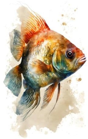 adrium Acryl-Bild 50 x 80 cm: Illustrationsfisch im Aquarell. Tier auf weißem Hintergrund. Generative KI (199820100)