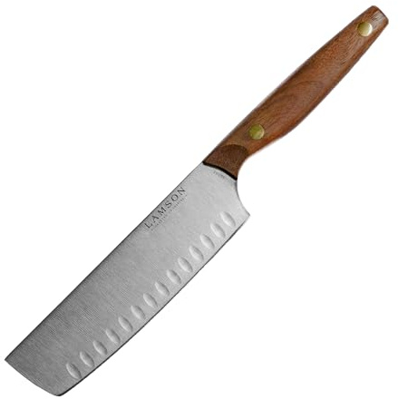 Lamson 7 Vintage Nakiri Knife with Kullenschliff (Hollow) Edge with Walnut Handle