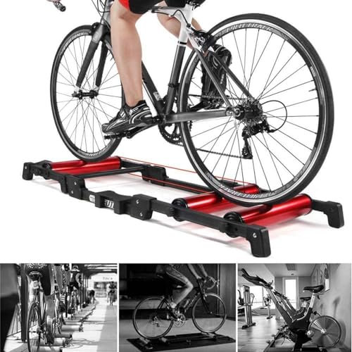 GBHJJ Verstellbarer Fahrradtrainer-Ständer, Turbo Trainer, Faltbarer Indoor-Cycling-Fahrradroller mit Widerstand für Rennradübungen, mit Widerstand für 24-29-Zoll-Rennräder