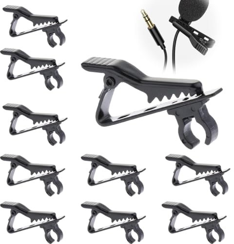 LJFEA 10 Pcs Pince à Cravate Agrafe Amovible Micro-Cravate pour Microphone Mini Clip De Microphone Clip De Microphone De Rechange Clip De Support De Microphone Fixe Convient pour Fil de 3,5 mm