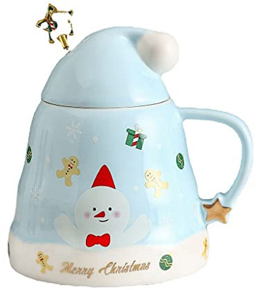 HUANIZI Taza de café de cerámica de 500 ml con tapa y cuchara, taza de té y leche, regalo grande de cerámica