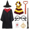 8PC Wizard Cape Costume Accessories Set for Kids, Harry Fancy Dress Up Costume Accessory, World Book Day, Wizard Theme Party Halloween Cosplay Outfit Set(125cm)