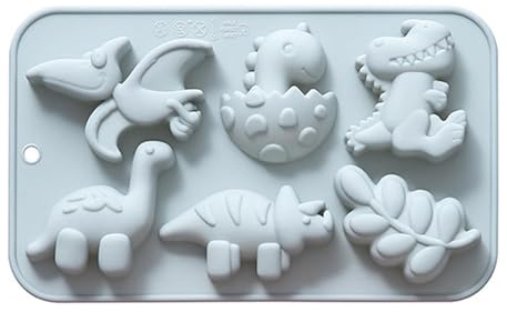 Dinosaurier-Kuchenform - Dekorative Backform, Party-Kuchenform für | 6 verschiedene Hohlräume Silikon-Backformen in Dinosaurier-Form, lustige Kuchenform in Form