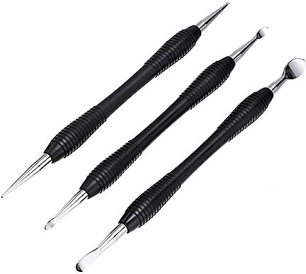 Anneome 3pezzi Strumenti Per Intaglio in Pelle Nero Per Lavorazione Cuoio Con Punta Aghiata Gancio Profondo e Gancio Superficiale Per Artigianato Incisione e Modellatura Scultorea