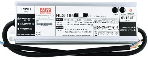 Controlador LED Mean Well HLG 185W 7.8A Fuente de alimentación conmutada Convertidor de Potencia Transformador HLG-185H-24