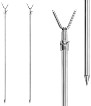 Angelbank Stick Edelstahl 75-135cm Teleskop Karpfenangeln Bankstick Rutenauflage 2er Set