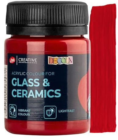 Decola Goldene Acrylfarben für Glas und Keramik in 50-ml-Kunststofftöpfen | Acrylfarbe Rot für Glas und Keramik 50 ml, permanent, Tassen, Teller und Geschenke bemalen, Nevskaya Palitra