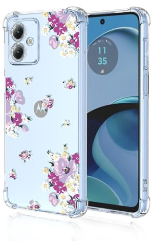 SEAHAI Funda para Motorola Moto G14, Colores Las Flores Elegante Delgada a Prueba de Golpes TPU Transparente de Goma Suave Carcasa de Silicona Colorida - Flor caída