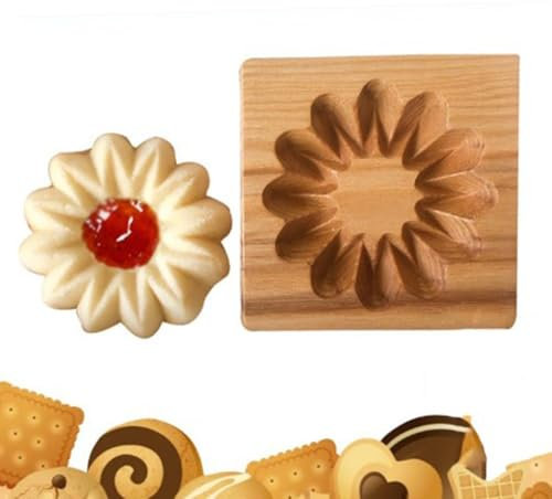 Keksformen aus Holz, 3D Kuchen Prägewerkzeuge, Keksstempel, Utterformen Holz, DIY Brotstempel, Backzubehör für Teig, Ton, Gebäck, Muffin, Kinder(Schneeflocke)