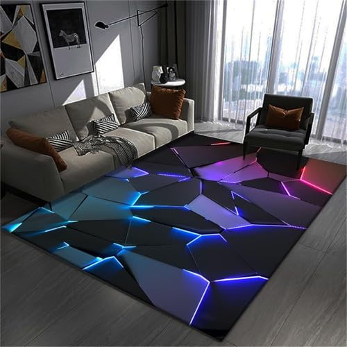 3D Visual Cool Line Light Style Gaming Teppich - Unverzichtbare Fußmatte Für Teenager Kinderzimmer, Geeignet Schlafzimmer E-Sport Zimmer Gaming Zimmer Für Teppich Jungen (Colour 1,120x180cm)