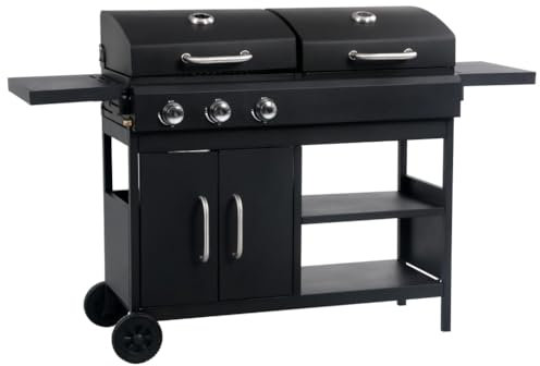 Cuisine et salle à manger, appareils de cuisine, grils extérieurs, barbecue combiné au charbon de gaz avec 3 brûleurs