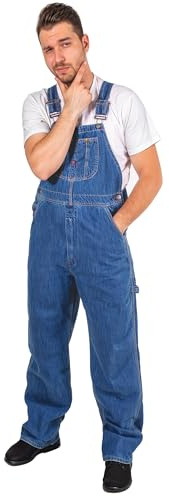 Men's Relaxed Fit Denim Bib Overalls - Workwear Dungaree with Adjustable Straps and Utility Pockets 30-30