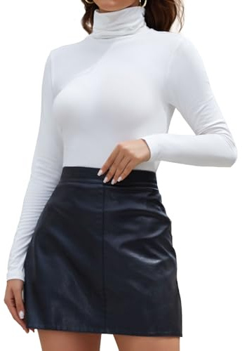 Joyshaper Women Turtleneck Tops Ladies Long Sleeve Roll Neck T-Shirts Jumpers High Neck Blouses Casual Plain Tee