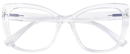 SKYWAY Übergroße Blaulichtfilter Brille Damen, Mode Große Cat Eye Blaulicht Brille ohne Stärke Quadratische Blue Light Glasses Computerbrille mit Federscharnier