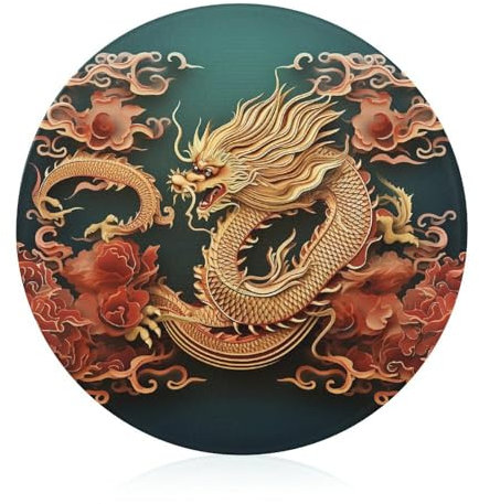Schneidebrett mit chinesischem Drachen-Hintergrund für Küche, rundes Muster, Schneideblock aus gehärtetem Glas, rutschfestes Glasschneidebrett, personalisierte Schneidematten für Zuhause