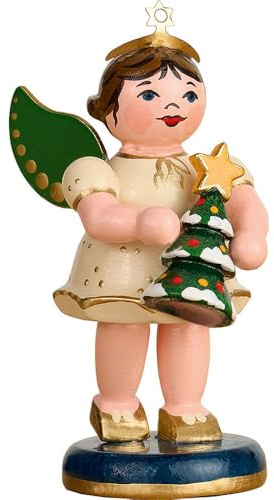 Hubrig Volkskunst GmbH Engel mit Tannenbaum - 6 cm