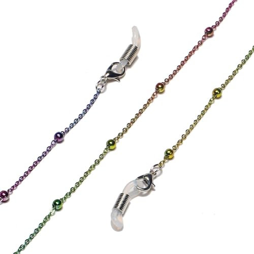 AAIXXIZAO Brillenkette Bunte Brillenkette Perlenkette Clip-Perlenkette Nicht Leicht Zu Verblassen Modische rutschfeste Und Verlustfreie Brillenkette Clip-Perle