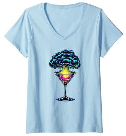 Womens Dirty Martini Glass In The City V-Neck T-Shirt