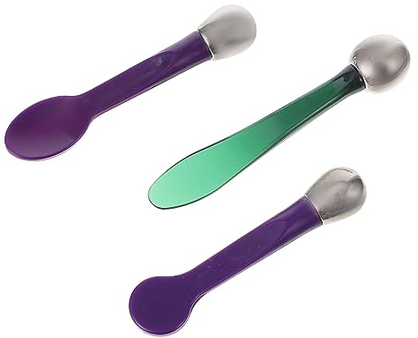 GANAZONO 3 Stück Augenmassage Löffel aus Zinklegierung Kompakter Tragbarer Kosmetiklöffel für Gesichts und Augencreme für Handtasche und Unterwegs