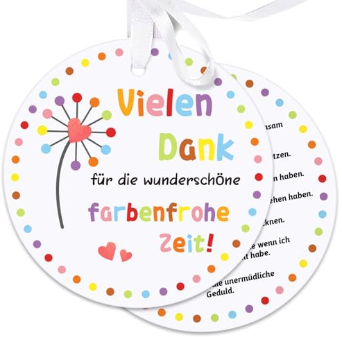 10 Stücke Abschiedsgeschenk Erzieherin Geschenkanhänger, Vielen Dank für die Wunderschön Farbenfrohe Zeit, Geschenkverpackungen für Abschiedsgeschenk Kindergarten