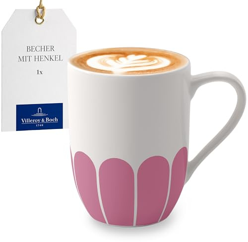 Villeroy & Boch - Fleur cassis Henkelbecher pink, Spülmaschinenfest, Mikrowellensicher, Becher für Kaffee & Heißgetränke, Teetasse, Tasse mit Griff, Kaffeebecher, Kaffeetasse, Premium Porzellan
