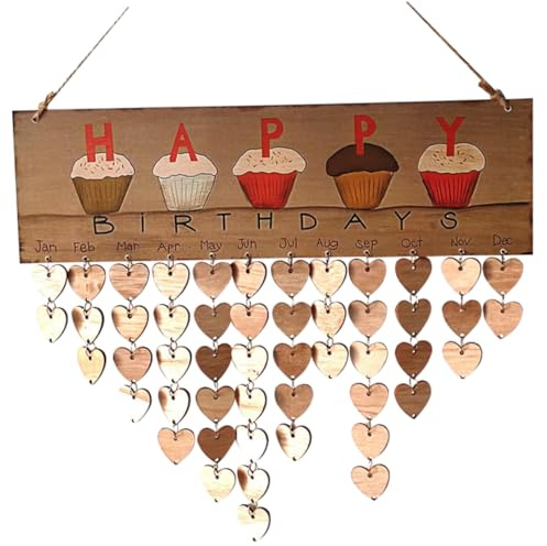 Calendario promemoria di compleanno in legno Calendario per cupcakes a parete fai -da -te con etichette in legno di decorazione per la parete della casa, calendari