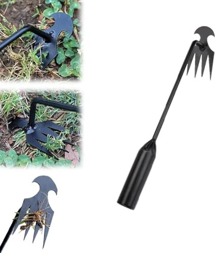 LUYJWZN Everglowly Weeder, Everglowly Garden Weed Pulling Tool Uprooting Weeding Tool, Stainless Steel Forged Weed Puller 4 Teeth Weed Puller Tool for Vegetable Garden Yard Planting (30cm/11.81in)