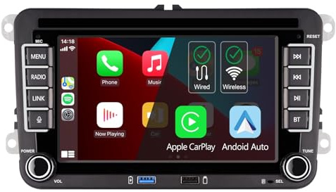 Autoradio Plug und Play Kompatibel für VW Golf 5 6 Passat Polo rcd330 mit kabelloses CarPlay Android Auto Bluetooth Radio (DSP-Sound)