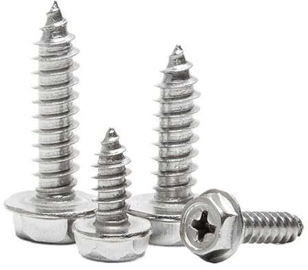 Tornillos de acero inoxidable 304, tornillos autorroscantes, 10 unidades/lote, M3, M4, M5, M6, tornillos autorroscantes de cabeza hexagonal con arandela, cruz de acero inoxidable 304.(M5 80mm X10pcs)