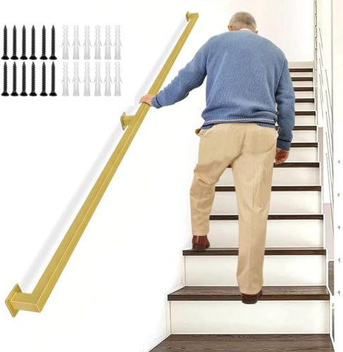 Corrimano per Scale Interne, Ringhiere per Scale Industriali, Ringhiera per Scale in Ferro per Interni, Gradini, Passamano da Parete per Gradini(Black,360cm/11.8ft)