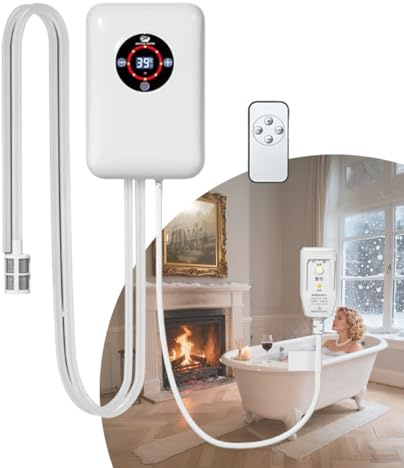 VCYEX Tauchsieder mit Thermostat Thermostat Wasserbad Water Bath Heater, 16–43C Temperaturregelung, Für Badewannen, Faltbadewannen, Fußbäder, Tragbarer WasserheizerWhite,22 * 14.8 * 7.5CM