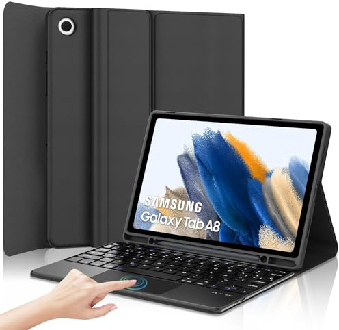 FOGARI Teclado con Touchpad para Samsung Tab A8 10.5 2021 | Funda con Español Ñ Teclado Bluetooth con Trackpad para Galaxy Tab A8 10.5 2021, Negro