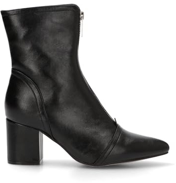 Etika Botines de Tacón Ancho para Mujer, Moderno Botín de Punta Almendrada con Cremallera Frontal, Tacón de 6,5cm, Modelo 32022 Negro - 37