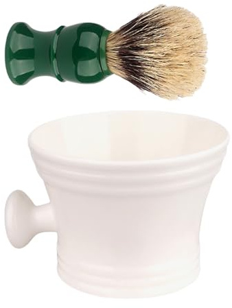 Rasierpinsel-Set, Seifenschale, Schaumbecher mit reichhaltiger Creme, für Herren, Rasierseife und -set
