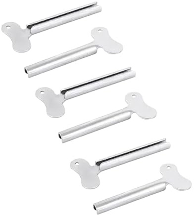 6 Pcs Silvery Metal Tube Squeezer Keys, Toothpaste Metal Hair Dye Color Key Roller Dispenser Tool Durable Processing,Toothpaste and Hair Color Dispenser Tool, Daily Living Tube Squeezing Aids